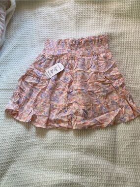 Floral Smocked Mini Skirt in Soft Pink